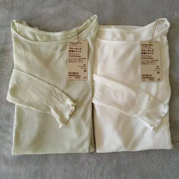 무인양품 시어 크루넥 t셔츠 화이트 페일 레몬 [택 포함]