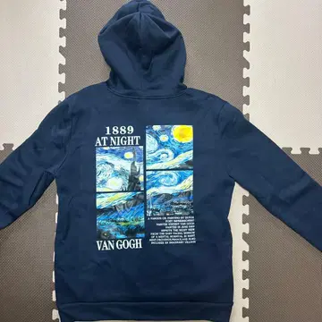 고흐 별이 빛나는 밤 디자인 후드티 네이비