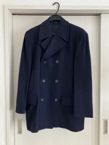 dunhill 네이비 더블 브레스트 피코트 L