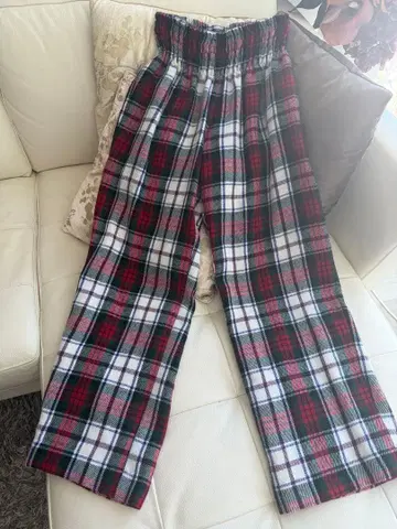 체크 무늬 캐주얼 팬츠 겨울 의류 미사용 새상품