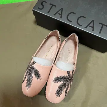 STACCATO 핑크 야자수 자수 플랫슈즈