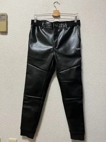 러그 PU 가죽 조거 팬츠 / L 블랙 스트레치 골프 로고 블랙