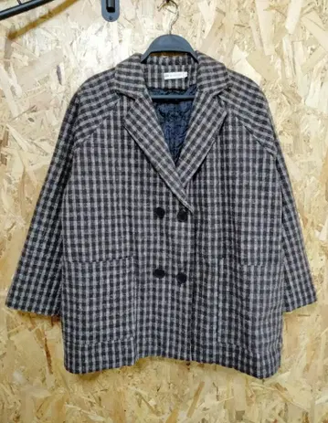 체크 무늬 테일러드 자켓 L 사이즈