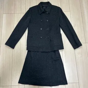 그레이 더블 브레스트 스커트 수트 사이즈 9