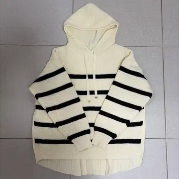 Greadybrilliant 후드 보더 니트 뒤 플리츠