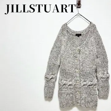 질스튜어트 로우 게이지 케이블 모헤어 니트 가디건 믹스 컬러