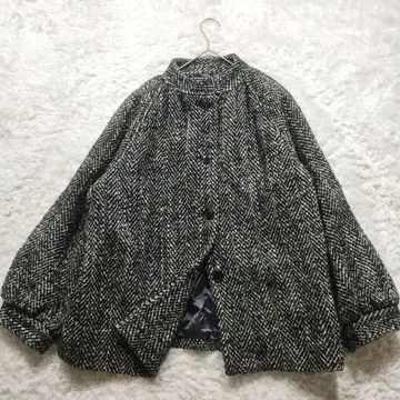 컨디션 최상 23AW IENA 해린본 트위드 하프 코트 38 블랙 화이트