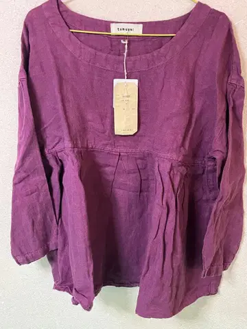 TSUMUGU 새상품 린넨 블라우스 핑크 퍼플 계열