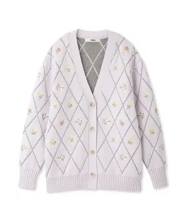 퍼퍼 플라워 자수 가디건 라벤더