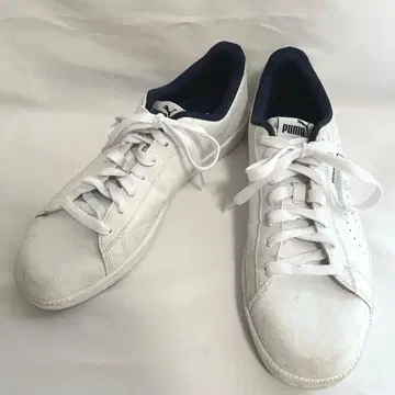 푸마 화이트 x 네이비 가죽 스니커즈 26.5cm