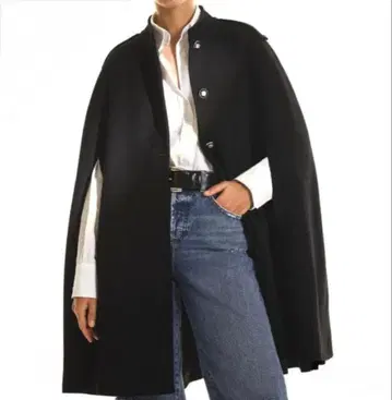 새상품급 ZARA 자라 판초 케이프 코트 골드 버튼 블랙