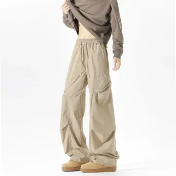 베이지 나일론 워크 팬츠 L