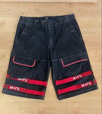 M+FG 로고 다크 데님 숏팬츠