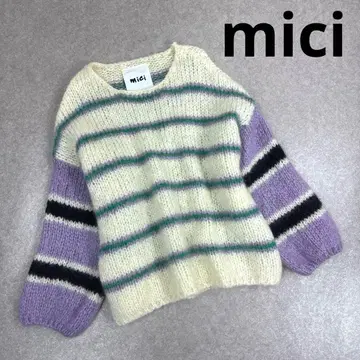 mici 미치 모헤어 믹스 오버 니트 스웨터 보더 양모 F