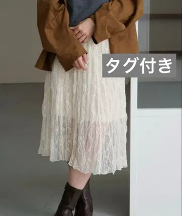 Kastane 레이스 시어 미들 스커트 카스타네