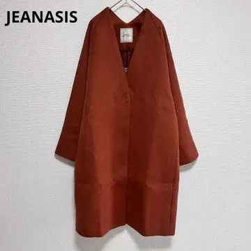 새상품 지나시스 숏 비버 노카라 코트 브라운