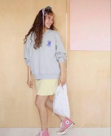 ayakawasaki 프린트 맨투맨 트레이닝복 그레이