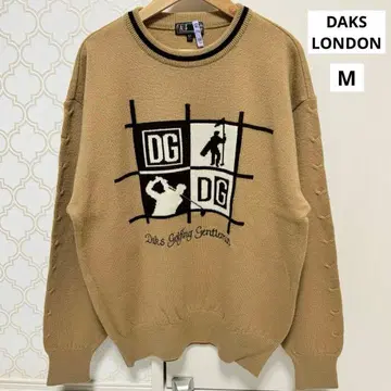 DAKS LONDON 골프 긴팔 니트 스웨터 브라운 남성용 M