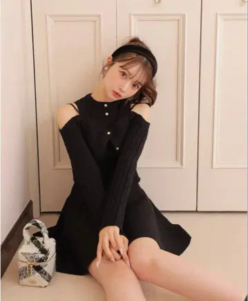 M me eme Cable knit layered onepiece