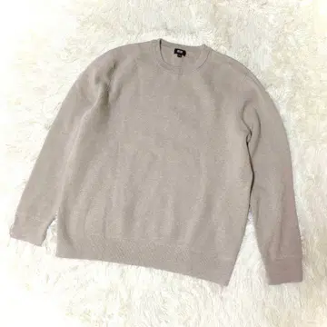 유니클로 XL 니트 스웨터 코튼 블렌드 베이지 크루넥 무지