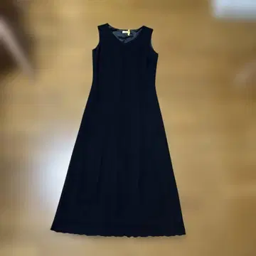 블랙 슬리브리스 롱 원피스