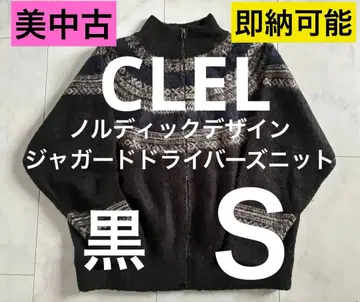 CLEL 클레일 노르딕 디자인 자카드 드라이버 니트 S 블랙