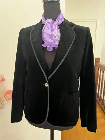 블랙 벨벳 테일러드 자켓