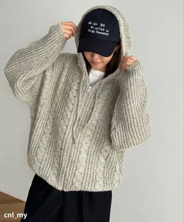 CANALJEAN Elmar 케이블 니트 지퍼 후드티