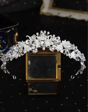 티아라 결혼식 실버 크라운 메탈