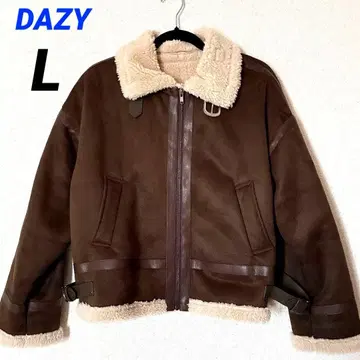 DAZY 드롭 숄더 테디 라인 지퍼 업 자켓 L