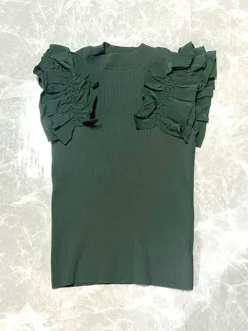 프레이 아이디 슬리브리스 프릴 니트 F 그린