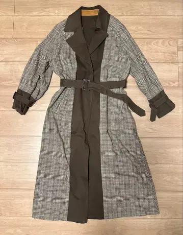 AMERI VINTAGE 브라운 리버서블 체크 코트