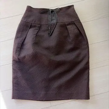 타에아시다 스커트 브라운 7호 레이스업 허리 리본