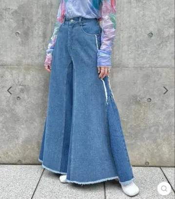 택 포함 미사용 새상품 자택 보관 프린지 플레어 데님 아사기니뇨 포피