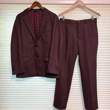 TAKEO KIKUCHI 비슈 패브릭 헤링본 무늬 수트 보르도 2