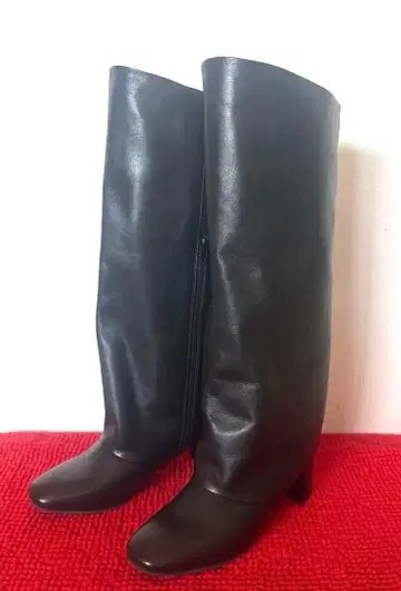 ALPHA CUBIC 천연 가죽 와이드 샤프트 롱 부츠