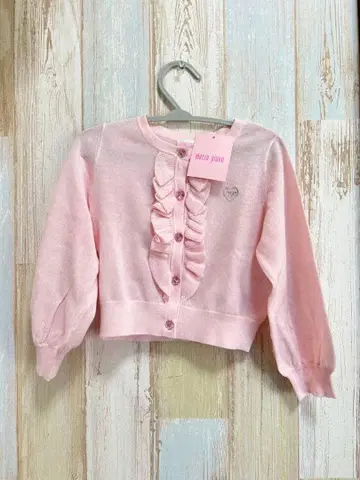 핑크 프릴 가디건 T셔츠 스커트 세트