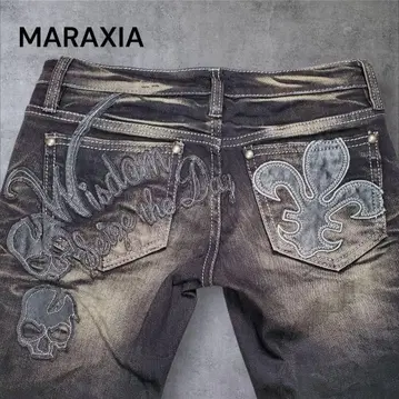 말라키아 스컬 허니컴 콧수염 콩초 참 데님 스키니 Y2K