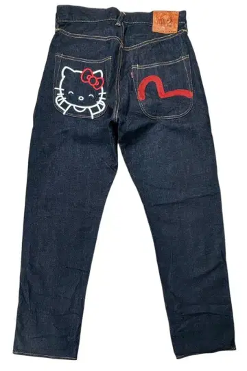 에비수 헬로키티 키티/갈매기 자수 셀비치 데님 34x35