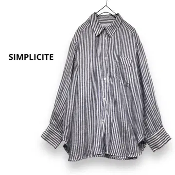 SIMPLICITE 프렌치 린넨 레귤러 스트라이프 셔츠 와이드 셔츠
