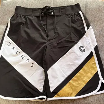 CRONOS 스트라이프 숏팬츠 블랙/화이트/금