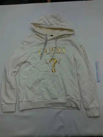 게스 I 골드 로고 풀오버 후드티 아이보리 계열 L 사이즈