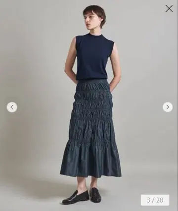 LOEFF 타프타 개더 스커트 로에프 네이비 0