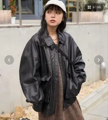 FREAK'S STORE 인조 가죽 블루종 블랙