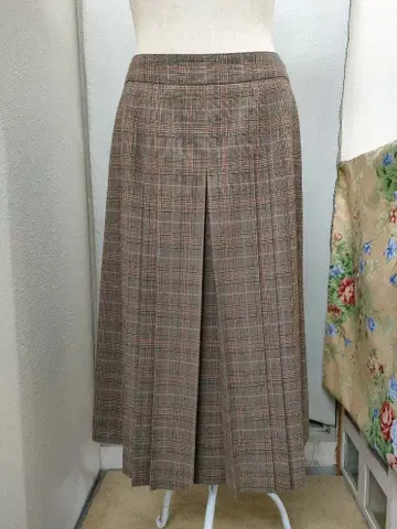 아쿠아 스큐텀 브라운 체크 스커트