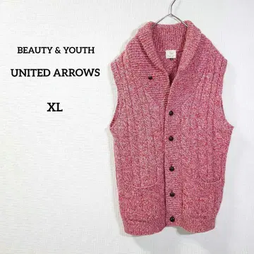 유나이티드 애로우즈 빨간색 니트 베스트 XL 고급 가디건 스타일