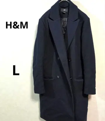 H&M 네이비 더블 브레스트 피코트 L 남성용 /173