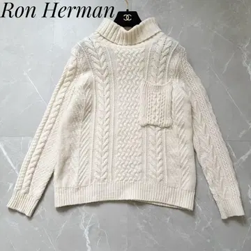 론 헤르만 울 니트 터틀넥 케이블 짜임 포켓 스웨터