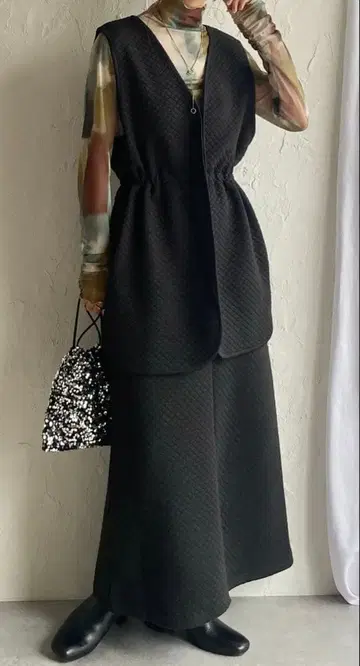 She's Closet 블랙 퀼팅 셋업