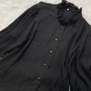 [ 일본제 ] 프릴 헤링본 무늬 셔츠 블라우스 실크 100% 11호